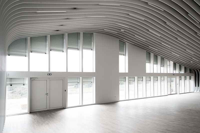 Une porte et plusieurs fenêtres en verre offrant une grande ouverture visuelle